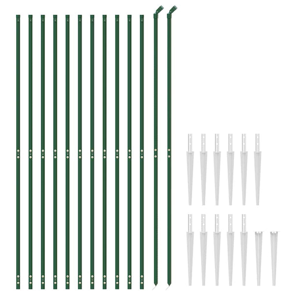 vidaXL Chain Link Fence with Ground Sockets Green 2.2x25 m