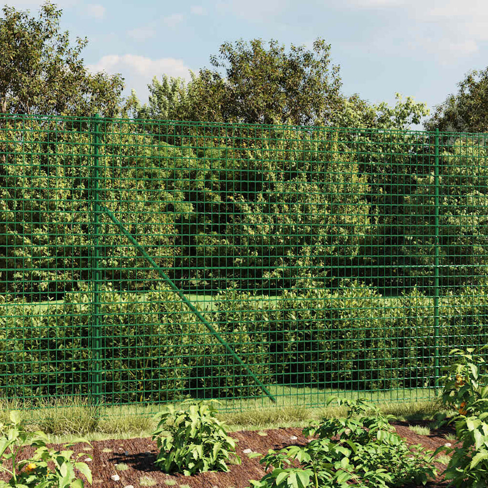 vidaXL Chain Link Fence with Ground Sockets Green 2.2x25 m