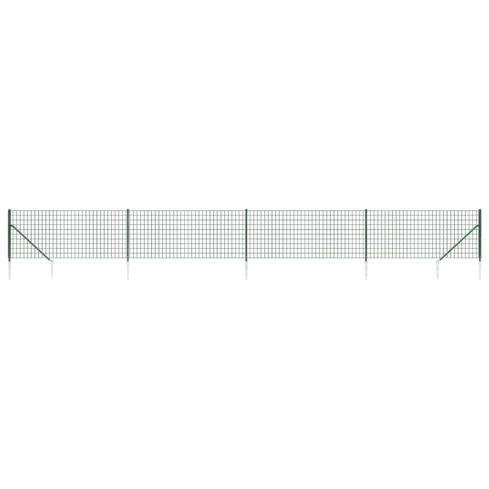 vidaXL Chain Link Fence with Ground Spikes Green 0.8x10 m