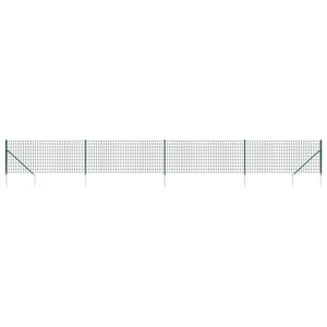 vidaXL Chain Link Fence with Ground Spikes Green 0.8x10 m
