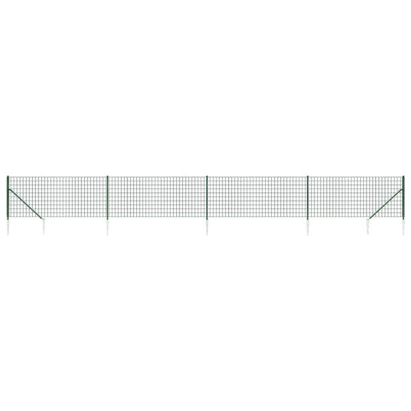 vidaXL Chain Link Fence with Ground Spikes Green 0.8x10 m
