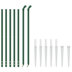 vidaXL Chain Link Fence with Ground Spikes Green 0.8x10 m
