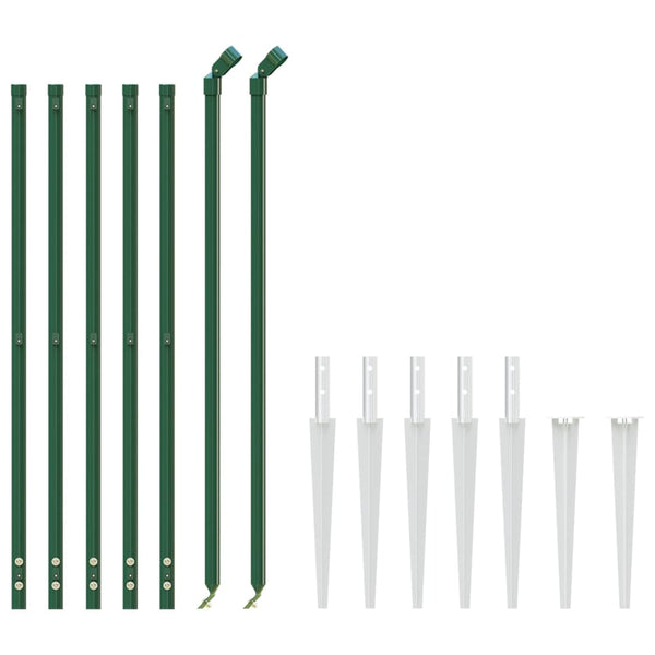 vidaXL Chain Link Fence with Ground Spikes Green 0.8x10 m