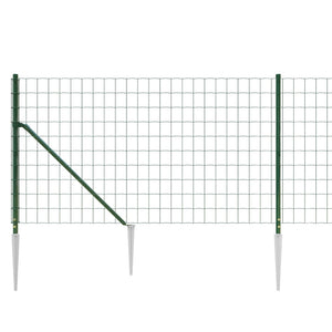 vidaXL Chain Link Fence with Ground Spikes Green 0.8x10 m