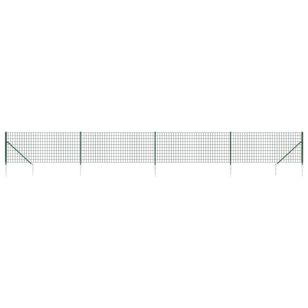 vidaXL Chain Link Fence with Ground Spikes Green 1x10 m