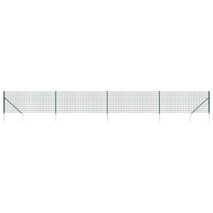 vidaXL Chain Link Fence with Ground Spikes Green 1x10 m