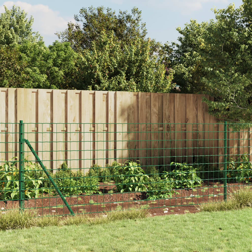 vidaXL Chain Link Fence with Ground Spikes Green 1x10 m