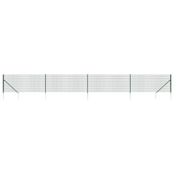 vidaXL Chain Link Fence with Ground Spikes Green 1.1x10 m