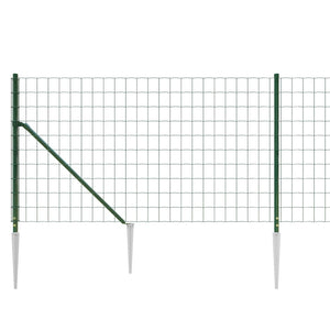 vidaXL Chain Link Fence with Ground Spikes Green 1.1x10 m