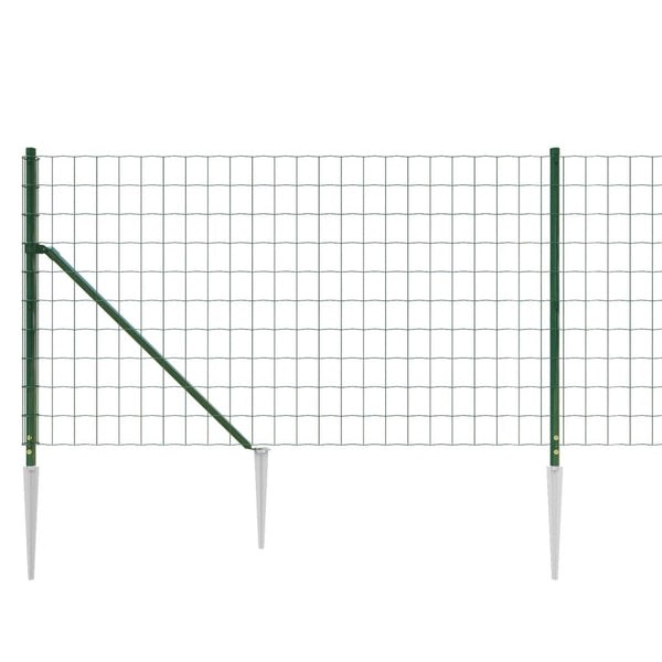 vidaXL Chain Link Fence with Ground Spikes Green 1.1x10 m