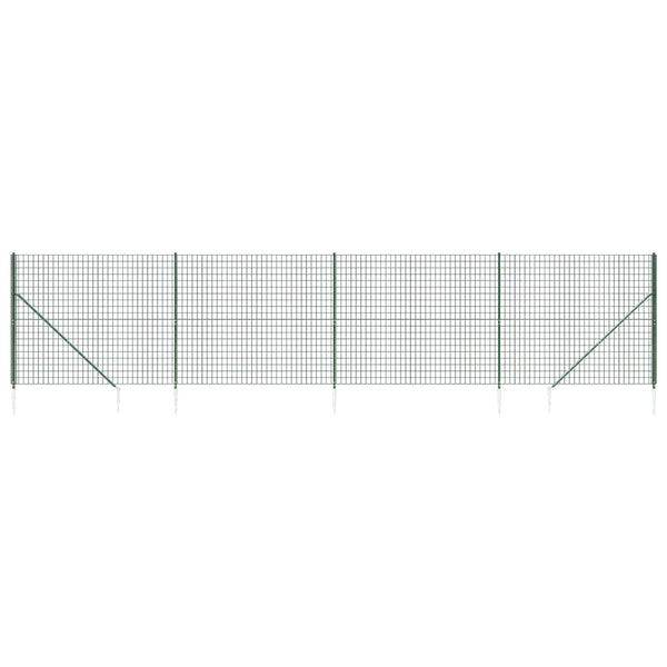 vidaXL Chain Link Fence with Ground Spikes Green 1.4x10 m