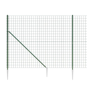 vidaXL Chain Link Fence with Ground Spikes Green 1.4x10 m