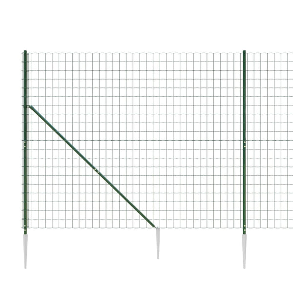 vidaXL Chain Link Fence with Ground Spikes Green 1.4x10 m