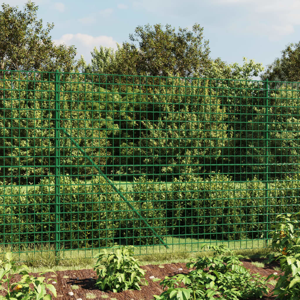 vidaXL Chain Link Fence with Ground Spikes Green 1.4x10 m
