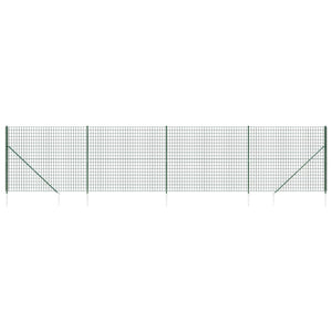 vidaXL Chain Link Fence with Ground Sockets Green 2x10 m