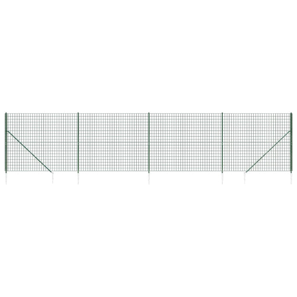 vidaXL Chain Link Fence with Ground Sockets Green 2x10 m