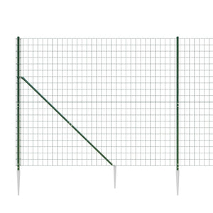 vidaXL Chain Link Fence with Ground Sockets Green 2x10 m