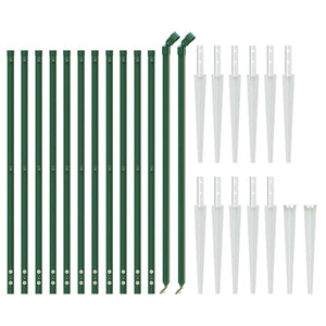 vidaXL Chain Link Fence with Ground Spikes Green 0.8x25 m