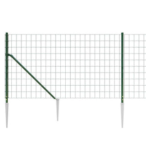 vidaXL Chain Link Fence with Ground Spikes Green 0.8x25 m