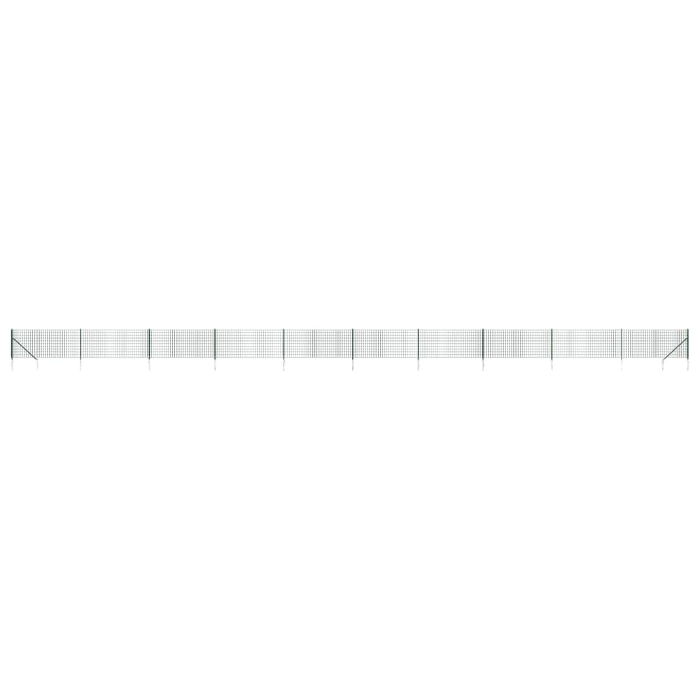 vidaXL Chain Link Fence with Ground Spikes Green 1x25 m