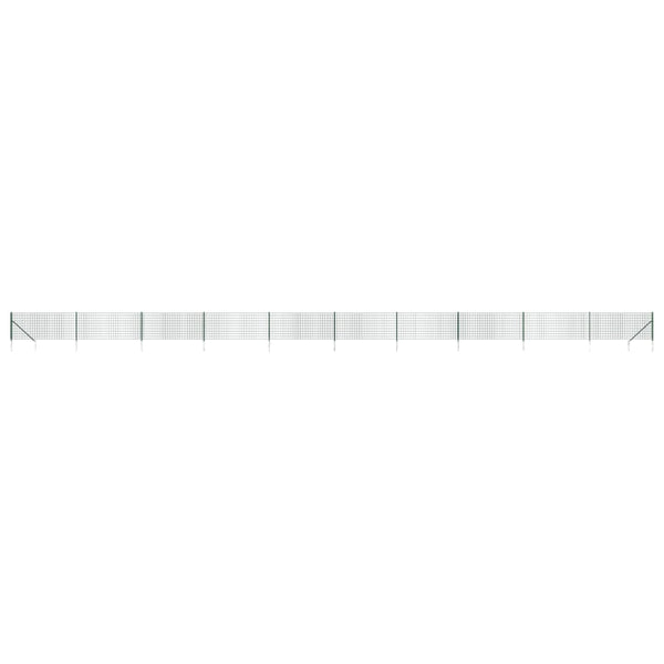 vidaXL Chain Link Fence with Ground Spikes Green 1x25 m