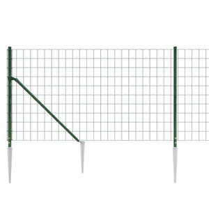 vidaXL Chain Link Fence with Ground Spikes Green 1x25 m