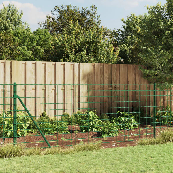 vidaXL Chain Link Fence with Ground Spikes Green 1x25 m