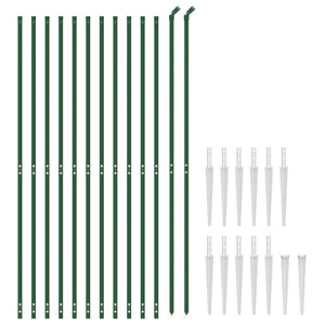 vidaXL Chain Link Fence with Ground Spikes Green 1.4x25 m