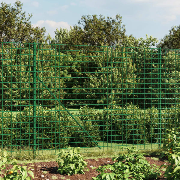 vidaXL Chain Link Fence with Ground Spikes Green 1.4x25 m