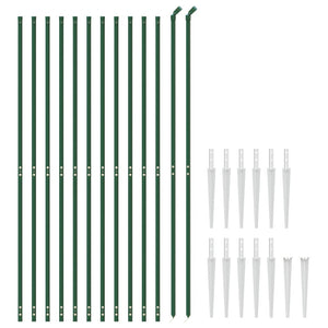 vidaXL Chain Link Fence with Ground Spikes Green 1.6x25 m