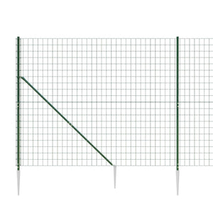 vidaXL Chain Link Fence with Ground Spikes Green 1.6x25 m