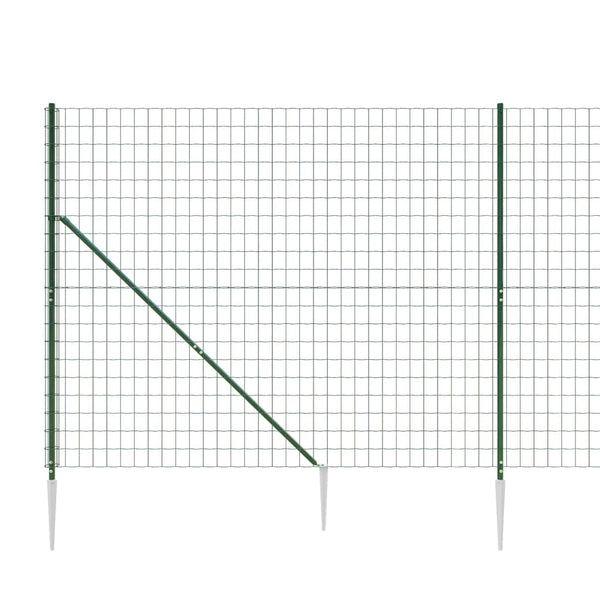 vidaXL Chain Link Fence with Ground Spikes Green 1.8x25 m