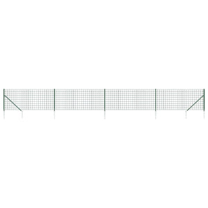 vidaXL Chain Link Fence with Ground Spikes Green 0.8x10 m