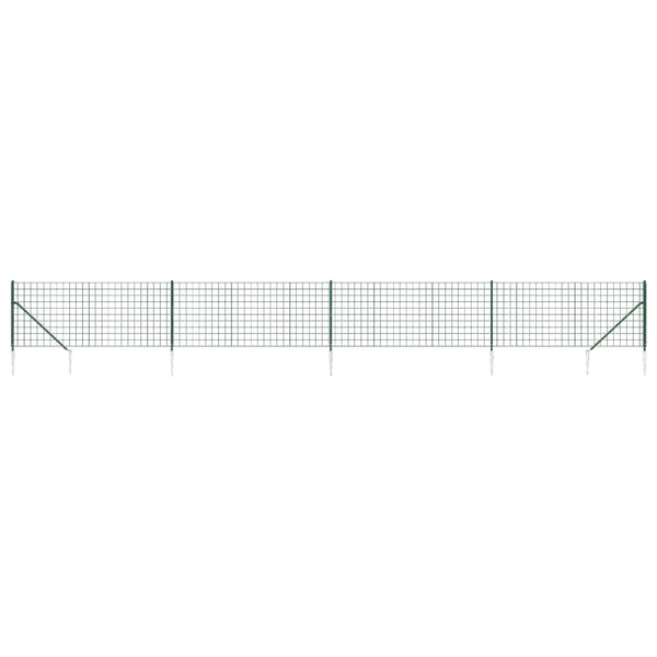 vidaXL Chain Link Fence with Ground Spikes Green 0.8x10 m