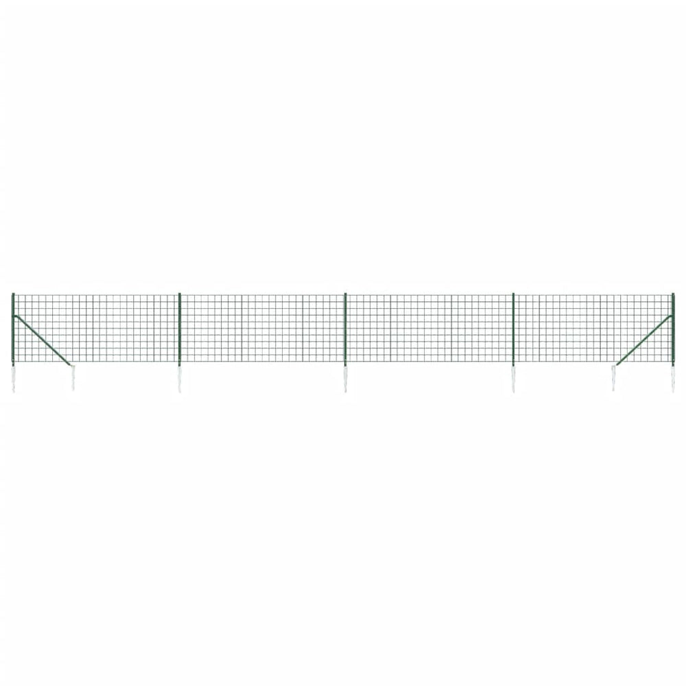 vidaXL Chain Link Fence with Ground Spikes Green 1.1x10 m
