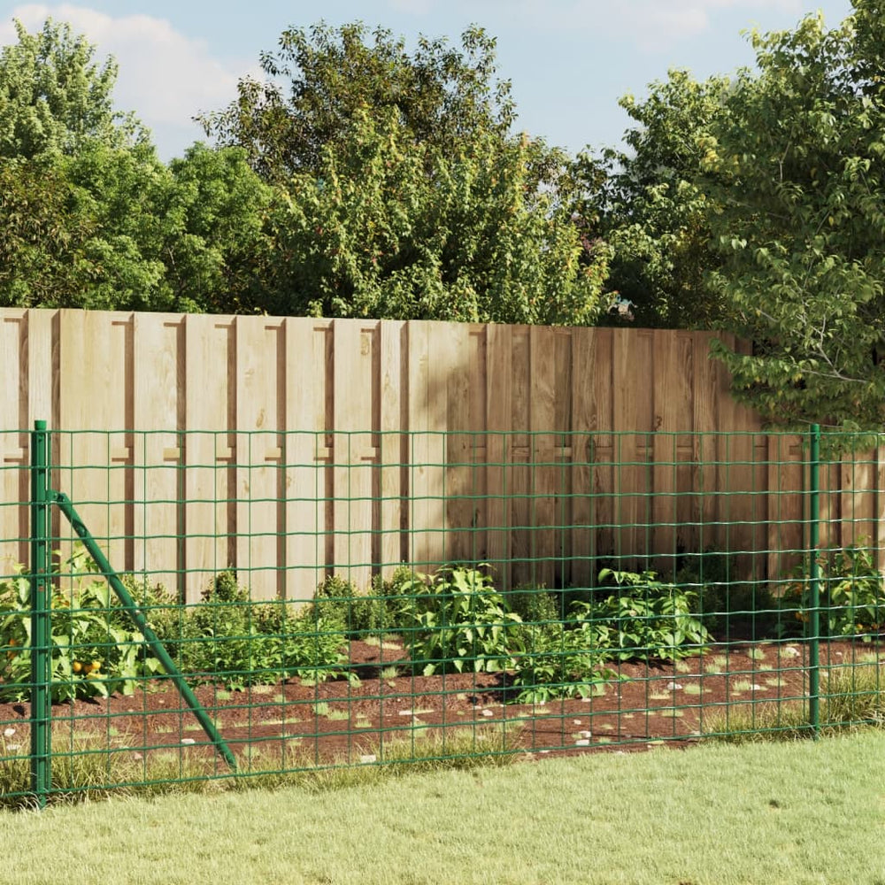 vidaXL Chain Link Fence with Ground Spikes Green 1.1x10 m