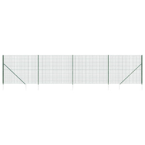 vidaXL Chain Link Fence with Ground Spikes Green 1.4x10 m
