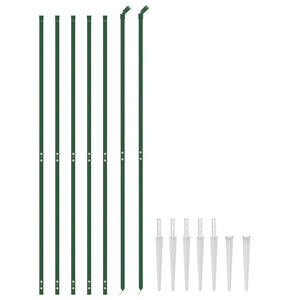 vidaXL Chain Link Fence with Ground Spikes Green 1.4x10 m