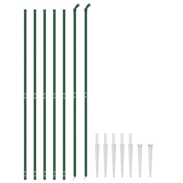 vidaXL Chain Link Fence with Ground Spikes Green 1.4x10 m