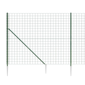 vidaXL Chain Link Fence with Ground Spikes Green 1.4x10 m
