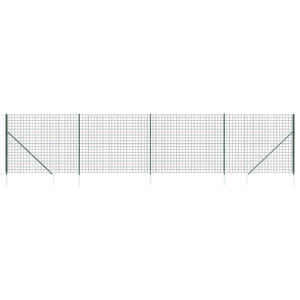 vidaXL Chain Link Fence with Ground Spikes Green 1.6x10 m