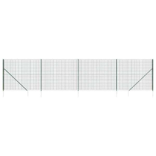 vidaXL Chain Link Fence with Ground Spikes Green 1.6x10 m
