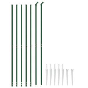 vidaXL Chain Link Fence with Ground Spikes Green 1.6x10 m
