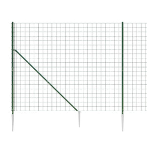 vidaXL Chain Link Fence with Ground Spikes Green 1.6x10 m
