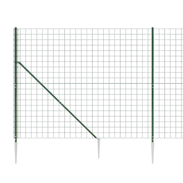 vidaXL Chain Link Fence with Ground Spikes Green 1.6x10 m