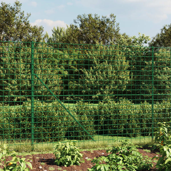 vidaXL Chain Link Fence with Ground Spikes Green 1.6x10 m