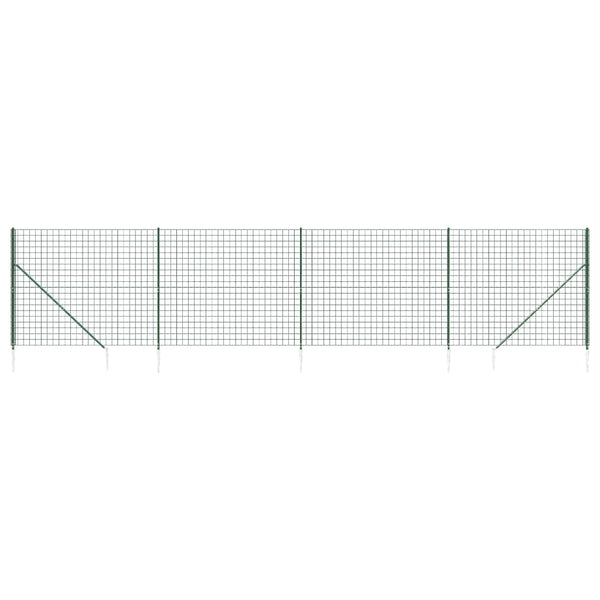 vidaXL Chain Link Fence with Ground Sockets Green 2x10 m