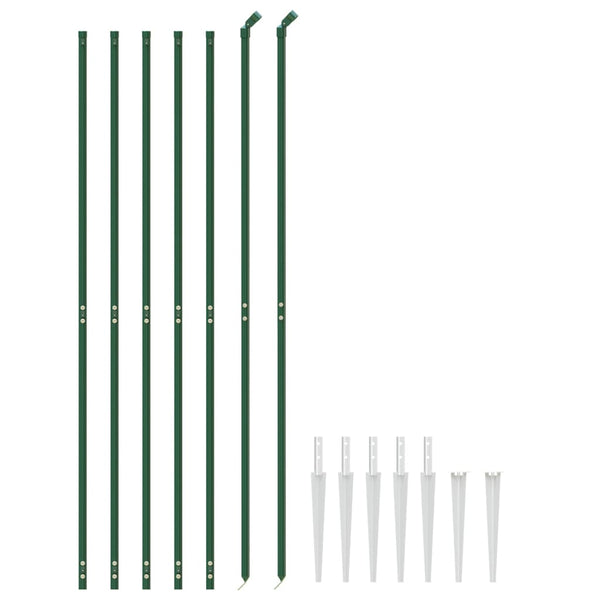 vidaXL Chain Link Fence with Ground Sockets Green 2x10 m