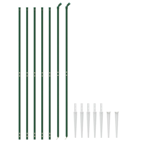 vidaXL Chain Link Fence with Ground Sleeves Green 2.2x10 m