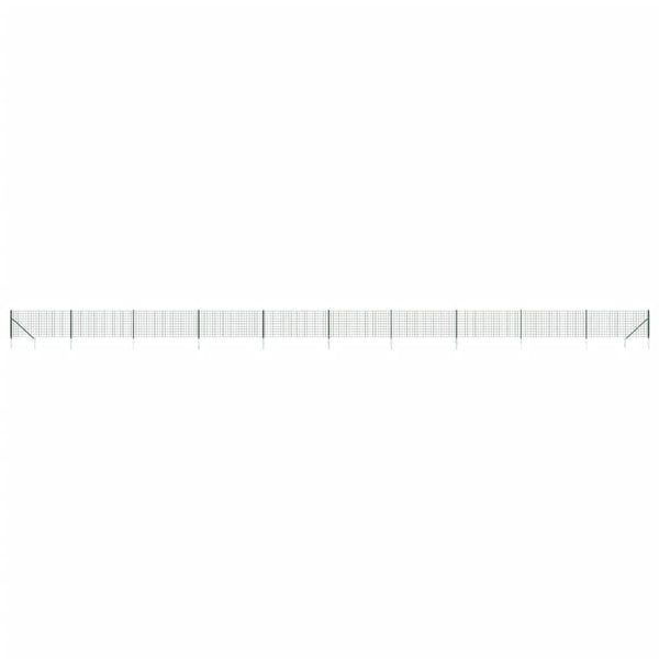 vidaXL Chain Link Fence with Ground Spikes Green 1x25 m